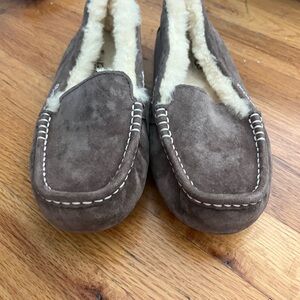 UGG Brown Suede Slippers with Plush Lining